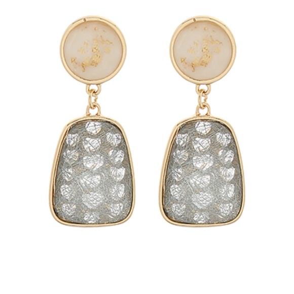 Disk & Trapezoid Stone Drop Earrings - Picture 2 of 3